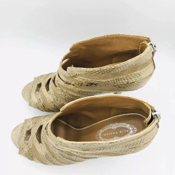 Elie Tahari Womens Shoes US 10.5/EU 40.5 Leather Ankle Heel Snake Print Platform - Picture 6 of 12
